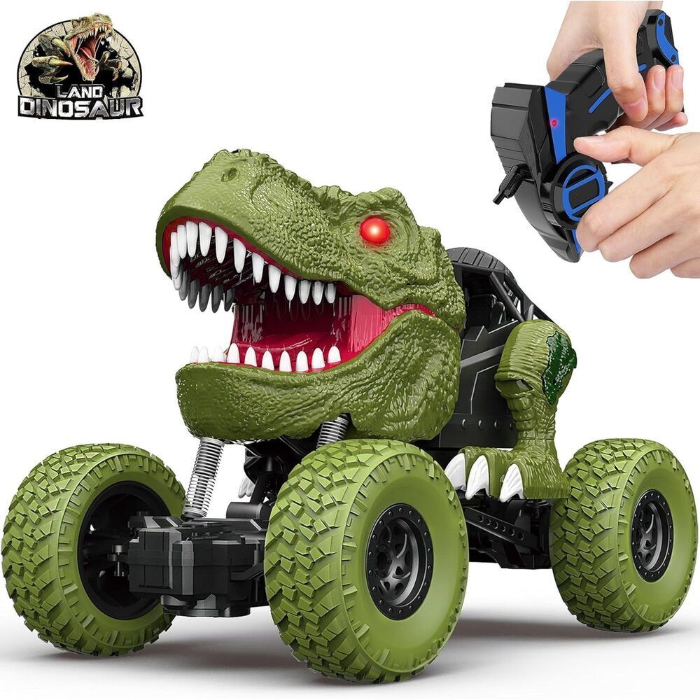 2.4Ghz All Remote Control Dinosaur Car With Light Rechargeable 4WD Off Road Toys